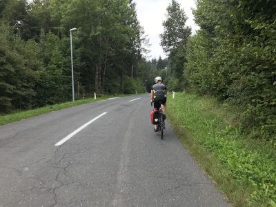 Bike packing with kids - wife w bags